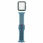 Silicone Watch Band + Protective Case with Screen Protector Set For Apple Watch Series 6 & SE & 5 & 4 44mm(Cyan Black) - 1