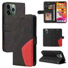 For iPhone 13 Pro Max Dual-color Splicing Horizontal Flip PU Leather Case with Holder & Card Slots & Wallet (Black) - 1