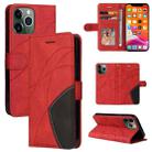 For iPhone 13 Pro Max Dual-color Splicing Horizontal Flip PU Leather Case with Holder & Card Slots & Wallet (Red) - 1