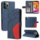 For iPhone 13 Pro Max Dual-color Splicing Horizontal Flip PU Leather Case with Holder & Card Slots & Wallet (Blue) - 1