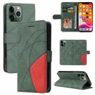 For iPhone 13 Pro Max Dual-color Splicing Horizontal Flip PU Leather Case with Holder & Card Slots & Wallet (Green) - 1