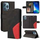 For iPhone 13 Pro Dual-color Splicing Horizontal Flip PU Leather Case with Holder & Card Slots & Wallet (Black) - 1