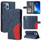 For iPhone 13 Pro Dual-color Splicing Horizontal Flip PU Leather Case with Holder & Card Slots & Wallet (Blue) - 1