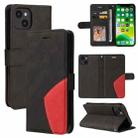 For iPhone 13 Dual-color Splicing Horizontal Flip PU Leather Case with Holder & Card Slots & Wallet(Black) - 1