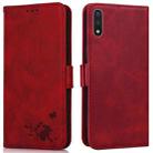 For Samsung Galaxy A01 Embossed Cat Butterflies Pattern Horizontal Flip Leather Case with Card Slot & Holder & Wallet(Red) - 1