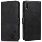 For Samsung Galaxy A01 Embossed Cat Butterflies Pattern Horizontal Flip Leather Case with Card Slot & Holder & Wallet(Black) - 1