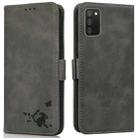 For Samsung Galaxy A02s / M02s Embossed Cat Butterflies Pattern Horizontal Flip Leather Case with Card Slot & Holder & Wallet(Grey) - 1