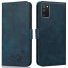 For Samsung Galaxy A02s / M02s Embossed Cat Butterflies Pattern Horizontal Flip Leather Case with Card Slot & Holder & Wallet(Blue) - 1