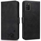For Samsung Galaxy A02s / M02s Embossed Cat Butterflies Pattern Horizontal Flip Leather Case with Card Slot & Holder & Wallet(Black) - 1