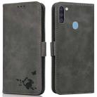 For Samsung Galaxy A11 / M11 Embossed Cat Butterflies Pattern Horizontal Flip Leather Case with Card Slot & Holder & Wallet(Grey) - 1