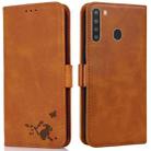 For Samsung Galaxy A21 US Version Embossed Cat Butterflies Pattern Horizontal Flip Leather Case with Card Slot & Holder & Wallet(Orange) - 1
