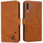 For Samsung Galaxy A30s EU Version Embossed Cat Butterflies Pattern Horizontal Flip Leather Case with Card Slot & Holder & Wallet(Orange) - 1