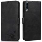 For Samsung Galaxy A30s EU Version Embossed Cat Butterflies Pattern Horizontal Flip Leather Case with Card Slot & Holder & Wallet(Black) - 1