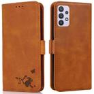 For Samsung Galaxy A32 5G Embossed Cat Butterflies Pattern Horizontal Flip Leather Case with Card Slot & Holder & Wallet(Orange) - 1