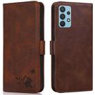 For Samsung Galaxy A32 4G Embossed Cat Butterflies Pattern Horizontal Flip Leather Case with Card Slot & Holder & Wallet(Brown) - 1