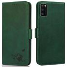 For Samsung Galaxy A41 Embossed Cat Butterflies Pattern Horizontal Flip Leather Case with Card Slot & Holder & Wallet(Green) - 1