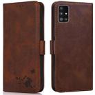 For Samsung Galaxy A51 5G Embossed Cat Butterflies Pattern Horizontal Flip Leather Case with Card Slot & Holder & Wallet(Brown) - 1