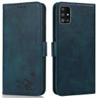 For Samsung Galaxy A51 5G Embossed Cat Butterflies Pattern Horizontal Flip Leather Case with Card Slot & Holder & Wallet(Blue) - 1