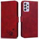 For Samsung Galaxy A72 5G Embossed Cat Butterflies Pattern Horizontal Flip Leather Case with Card Slot & Holder & Wallet(Red) - 1