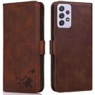 For Samsung Galaxy A72 5G Embossed Cat Butterflies Pattern Horizontal Flip Leather Case with Card Slot & Holder & Wallet(Brown) - 1