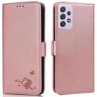 For Samsung Galaxy A72 5G Embossed Cat Butterflies Pattern Horizontal Flip Leather Case with Card Slot & Holder & Wallet(Pink) - 1