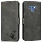 For Samsung Galaxy Note9 Embossed Cat Butterflies Pattern Horizontal Flip Leather Case with Card Slot & Holder & Wallet(Grey) - 1