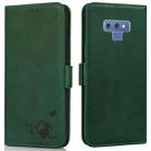 For Samsung Galaxy Note9 Embossed Cat Butterflies Pattern Horizontal Flip Leather Case with Card Slot & Holder & Wallet(Green) - 1