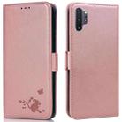 For Samsung Galaxy Note10+ Embossed Cat Butterflies Pattern Horizontal Flip Leather Case with Card Slot & Holder & Wallet(Pink) - 1