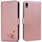 For Samsung Galaxy A01 Core Embossed Cat Butterflies Pattern Horizontal Flip Leather Case with Card Slot & Holder & Wallet(Pink) - 1