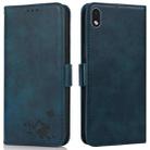 For Samsung Galaxy A01 Core Embossed Cat Butterflies Pattern Horizontal Flip Leather Case with Card Slot & Holder & Wallet(Blue) - 1
