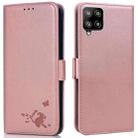 For Samsung Galaxy A42 5G Embossed Cat Butterflies Pattern Horizontal Flip Leather Case with Card Slot & Holder & Wallet(Pink) - 1