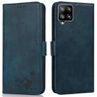 For Samsung Galaxy A42 5G Embossed Cat Butterflies Pattern Horizontal Flip Leather Case with Card Slot & Holder & Wallet(Blue) - 1