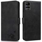 For Samsung Galaxy M31s Embossed Cat Butterflies Pattern Horizontal Flip Leather Case with Card Slot & Holder & Wallet(Black) - 1