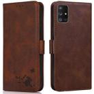 For Samsung Galaxy M51 Embossed Cat Butterflies Pattern Horizontal Flip Leather Case with Card Slot & Holder & Wallet(Brown) - 1