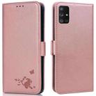For Samsung Galaxy M51 Embossed Cat Butterflies Pattern Horizontal Flip Leather Case with Card Slot & Holder & Wallet(Pink) - 1
