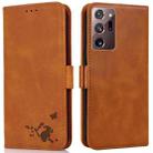 For Samsung Galaxy Note20 Ultra 5G/4G Embossed Cat Butterflies Pattern Horizontal Flip Leather Case with Card Slot & Holder & Wallet(Orange) - 1