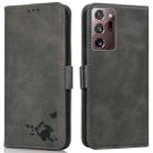 For Samsung Galaxy Note20 Ultra 5G/4G Embossed Cat Butterflies Pattern Horizontal Flip Leather Case with Card Slot & Holder & Wallet(Grey) - 1