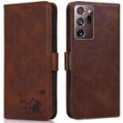For Samsung Galaxy Note20 Ultra 5G/4G Embossed Cat Butterflies Pattern Horizontal Flip Leather Case with Card Slot & Holder & Wallet(Brown) - 1