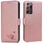 For Samsung Galaxy Note20 Ultra 5G/4G Embossed Cat Butterflies Pattern Horizontal Flip Leather Case with Card Slot & Holder & Wallet(Pink) - 1