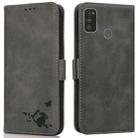 For Samsung Galaxy M21 / M30s Embossed Cat Butterflies Pattern Horizontal Flip Leather Case with Card Slot & Holder & Wallet(Grey) - 1