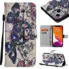 For iPhone 13 3D Painted Pattern Horizontal Flip Leather Case with Holder & Card Slots & Wallet(Black Butterfly) - 1