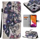 For iPhone 13 mini 3D Painted Pattern Horizontal Flip Leather Case with Holder & Card Slots & Wallet (Black Butterfly) - 1