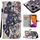 3D Painted Pattern Horizontal Flip Leather Case with Holder & Card Slots & Wallet For iPhone 13 Pro Max(Black Butterfly) - 1