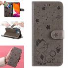 For iPhone 13 mini Cat Bee Embossing Pattern Shockproof Horizontal Flip Leather Case with Holder & Card Slots & Wallet (Grey) - 1