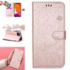 For iPhone 13 Cat Bee Embossing Pattern Shockproof Horizontal Flip Leather Case with Holder & Card Slots & Wallet(Rose Gold) - 1