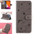 For iPhone 13 Pro Cat Bee Embossing Pattern Shockproof Horizontal Flip Leather Case with Holder & Card Slots & Wallet (Grey) - 1