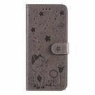 For iPhone 13 Pro Cat Bee Embossing Pattern Shockproof Horizontal Flip Leather Case with Holder & Card Slots & Wallet (Grey) - 2