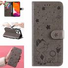 For iPhone 13 Pro Max Cat Bee Embossing Pattern Shockproof Horizontal Flip Leather Case with Holder & Card Slots & Wallet (Grey) - 1