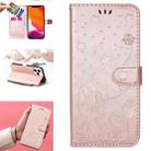 For iPhone 13 Pro Max Cat Bee Embossing Pattern Shockproof Horizontal Flip Leather Case with Holder & Card Slots & Wallet (Rose Gold) - 1