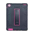 C5 Four Corners Shockproof Silicone + PC Protective Case with Holder For iPad 4 / 3 / 2(Black + Rose Red) - 1